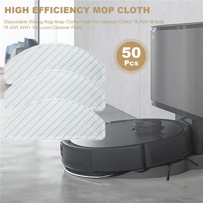 AB43-50Pcs المتاح قوي خرقة ممسحة الملابس منصات ل Ecovacs Deebot OZMO T8 AIVI T8 ماكس T9 AIVI AIVI + أجزاء المكنسة الكهربائية