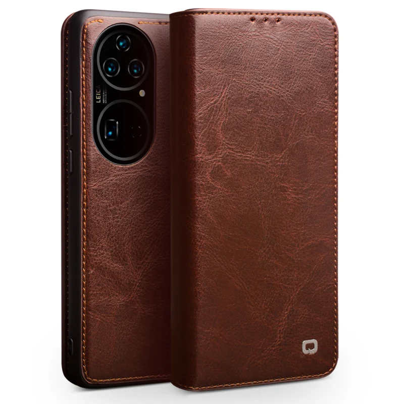 

Qialino Luxury Genuine Leather Phone Cover Case For Huawei P50 Pro Flip Case With Card Slots Pocket For Huawei P50 Bag