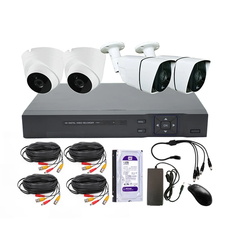 4CH 1080N AHD DVR kit 1080P CCTV system 2MP infrared night vision camera indoor and outdoor home video security monitoring kit