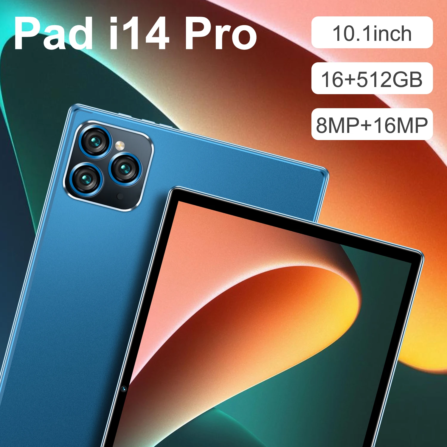 Tableta i14 Pro de 10,1 pulgadas, tablet con pantalla de JDLPB-2, 16GB + 512GB, precio de fábrica, Android, Notebook, WiFi, BT