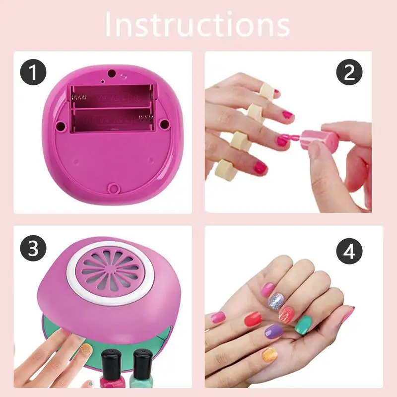 Crianças conjunto de verniz prego meninas conjunto de unhas com secador de unhas kit de arte do prego para meninas spa maquiagem kit menina fingir maquiagem brinquedos suprimentos de unhas