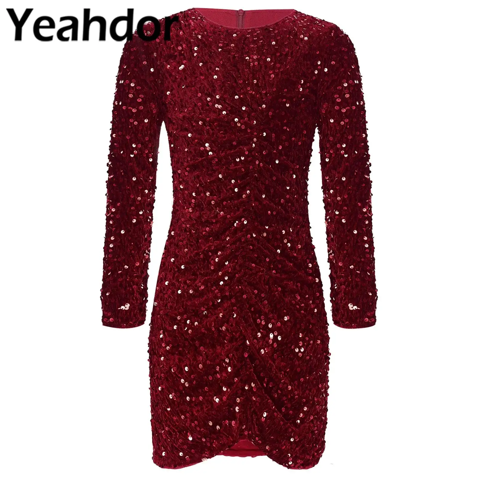 

Kids Girls Glitter Sequin Party Gown Flower Girl Dress Long Sleeve Bodycon Dresses for Birthday Proms Graduation Ceremony Robes