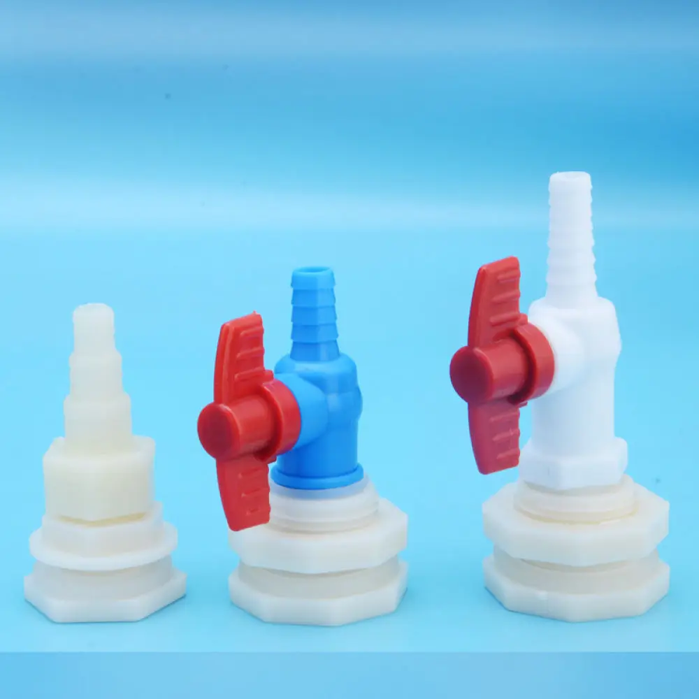 Bulkhead Fitting With Control Valve Barb Adapter For Water Pond Container Drainage Flow Regulation Connector
