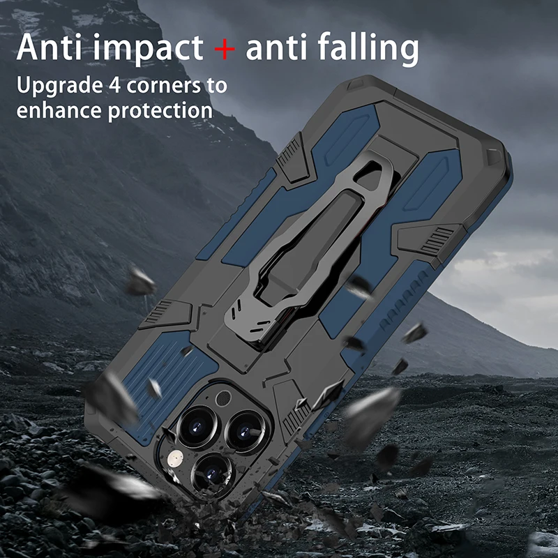 Case for iPhone 15 14 13 12 11 Pro Max with Back Clip Anti-Fall  Mecha Shockproof Armor Cover Case  for iPhone XR XS Max