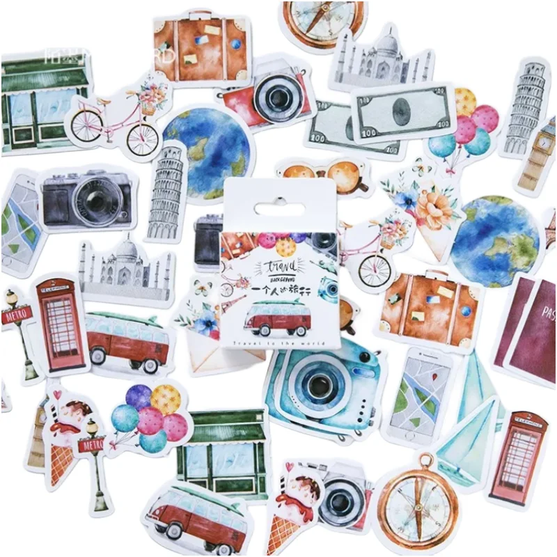 46 unidades/pacote viagem sozinho mini adesivo de papel decoração diy álbum diário scrapbooking etiqueta adesivo kawaii papelaria