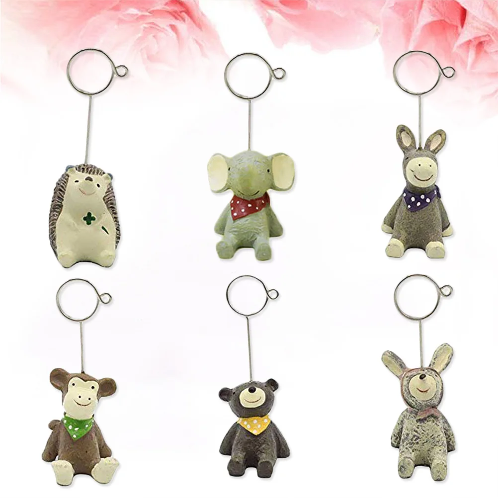 6 قطعة مقاطع رسالة الحيوان خمر الراتنج سطح المكتب مذكرة أصحاب الكرتون صور الجدول حامل بطاقة مكتب ديكور المنزل