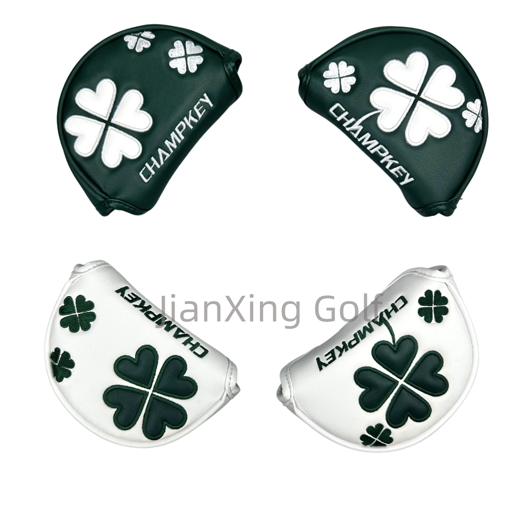 

Golf Clover Four Leaf Clover Pattern Putter Cover PU Leather Golf Mid Mallet Putter Club Head Cover with Magnetic Closure