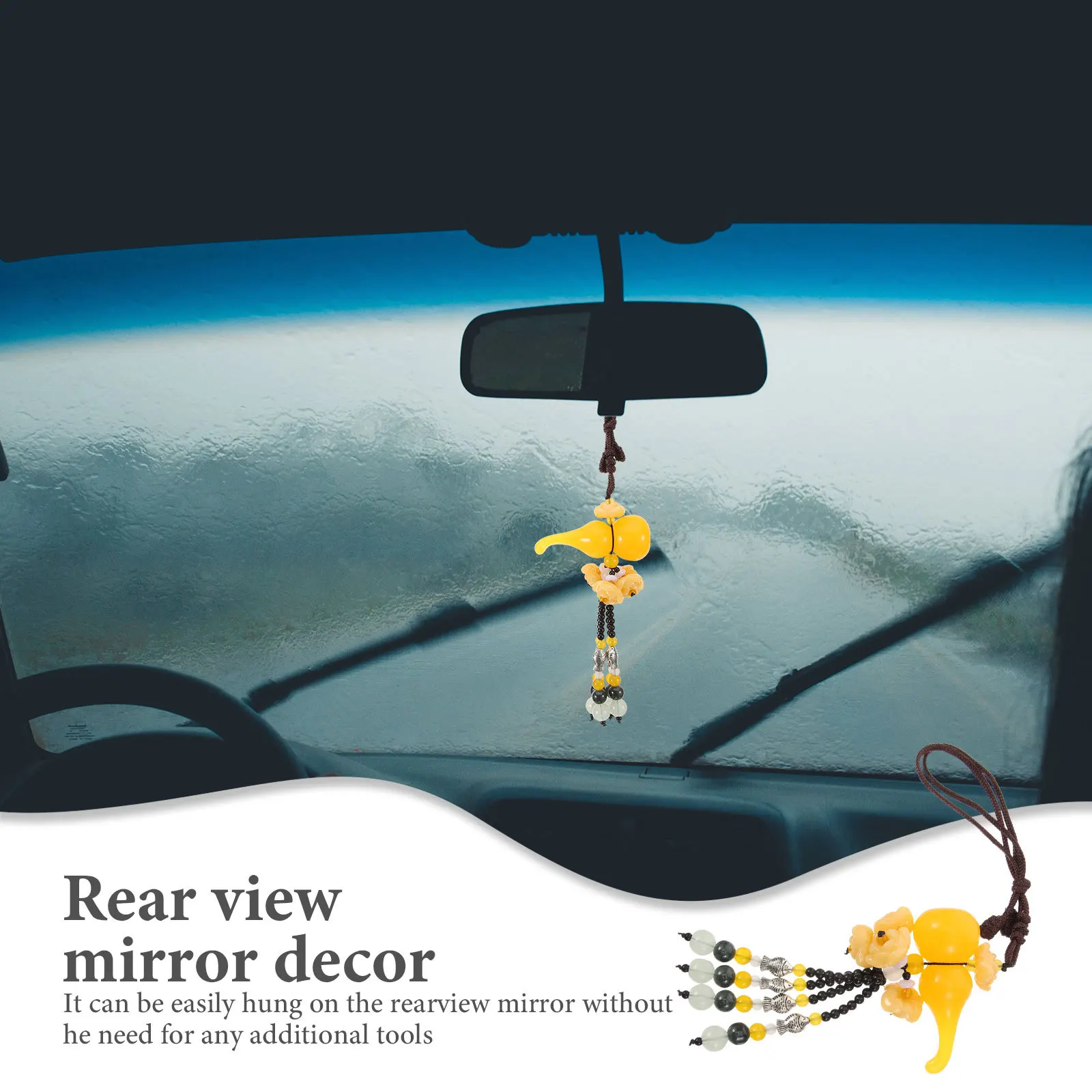 

Gourd Car Ornament Chinese Chinese Style Pendant Style Resin Pendant For Rearview Mirror Beaded Design Vehicle Decor