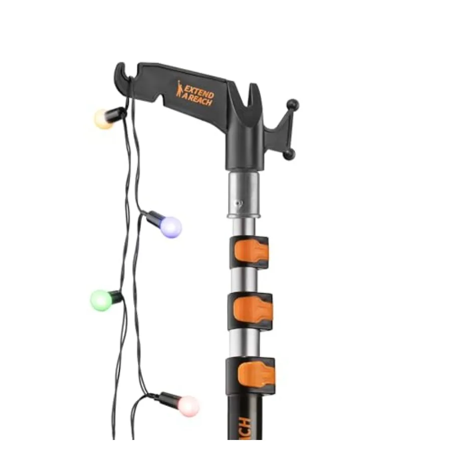 

4- Long Telescopic Extension Pole with Utility Hook// Telescoping Pole for Christmas Lights Installation, String Lights, Birdfe