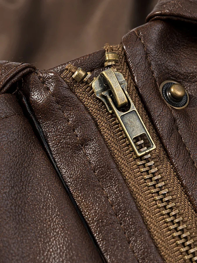 American Sle Vintage Faded Leather Jaet ملابس خارجية فضفاضة للتنحيف معطف من مادة البولي يوريثان لموسم الخريف للسيدات...