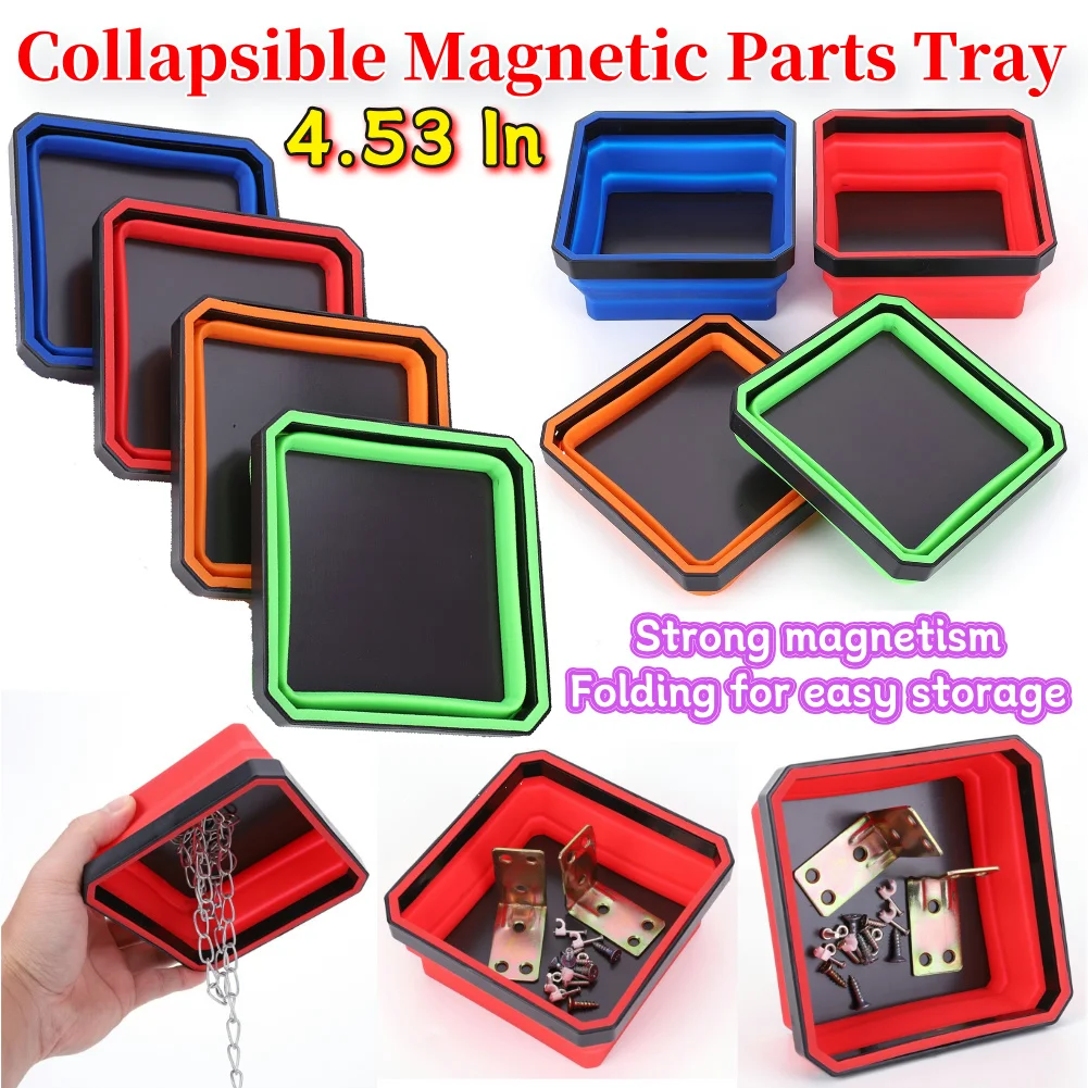 

Магнитный лоток для винтов 4,53 дюйма, многоцветный складной магнитный лоток для деталей, ящик для хранения деталей инструментов для винтовых болтов, гаек, шайб