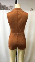 Women's Western Chic Brown Fringe Romper Casual Daily Street Dating Party Vacation Beach Bohemian Summer Short Jumpsuit - Image 5