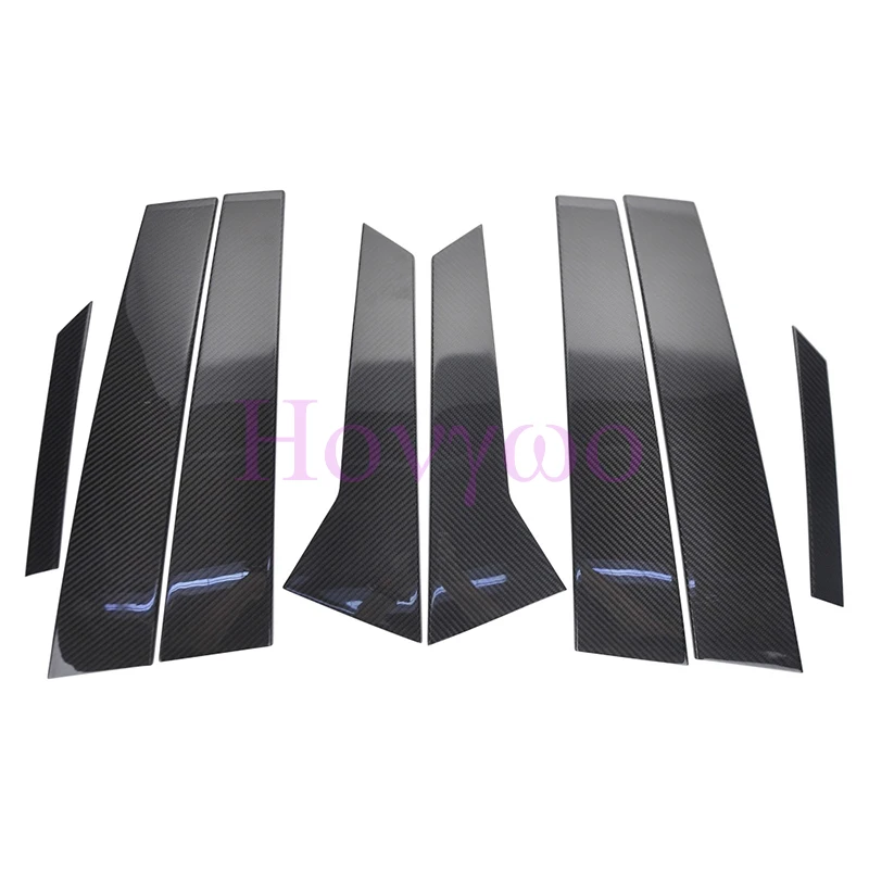 6Pcs Car Pillar Posts Real Carbon Fiber Window Door Moulding Trims Cover for Porsche Macan 2014-2022 Auto Exterior Accessories