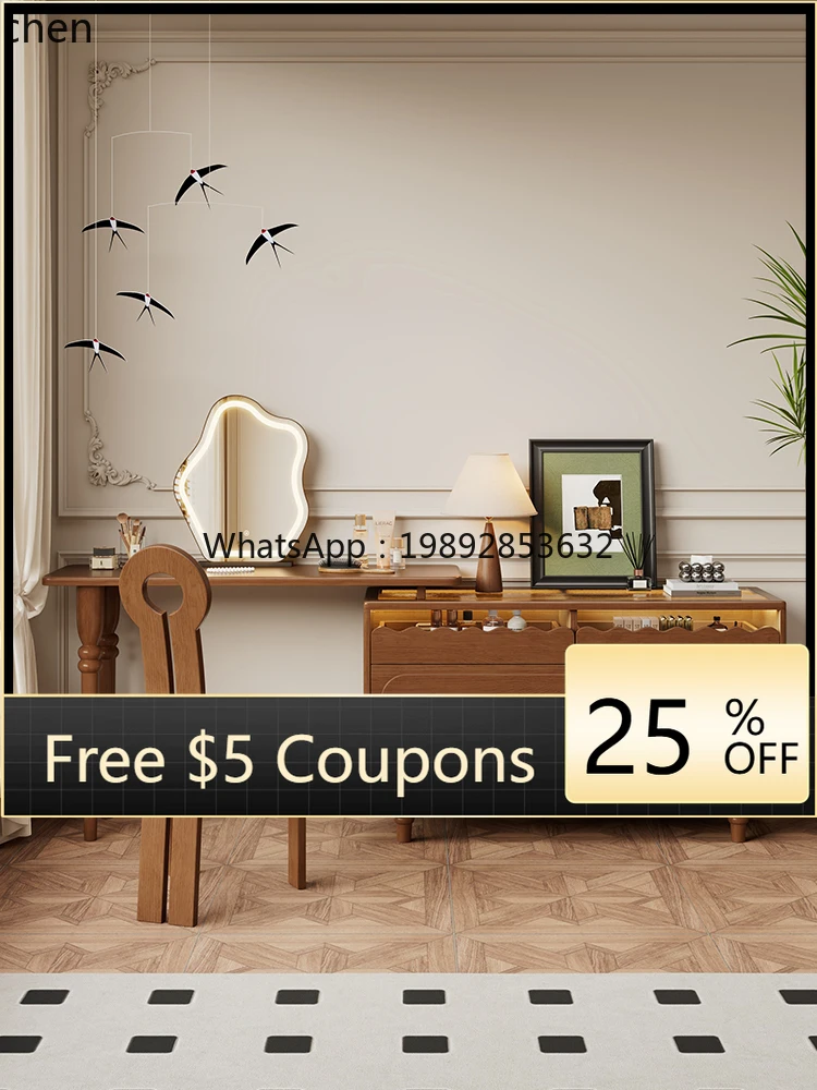 DD  Solid Wood Dressing Table Small Apartment Bedroom Chest of Drawers Multifunctional Desk Storage Makeup Table