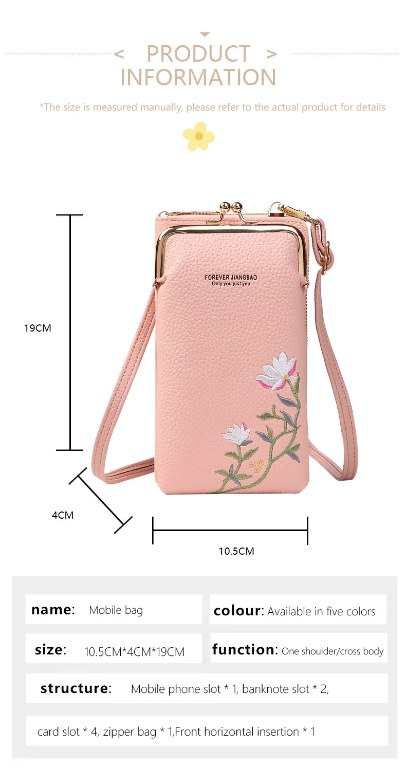 Exquisite Wallet Long Embroidered Mobile Phone bag Shoulder Straps Handbag Crossbody Bag Coin Purses Cards Holder For Girl