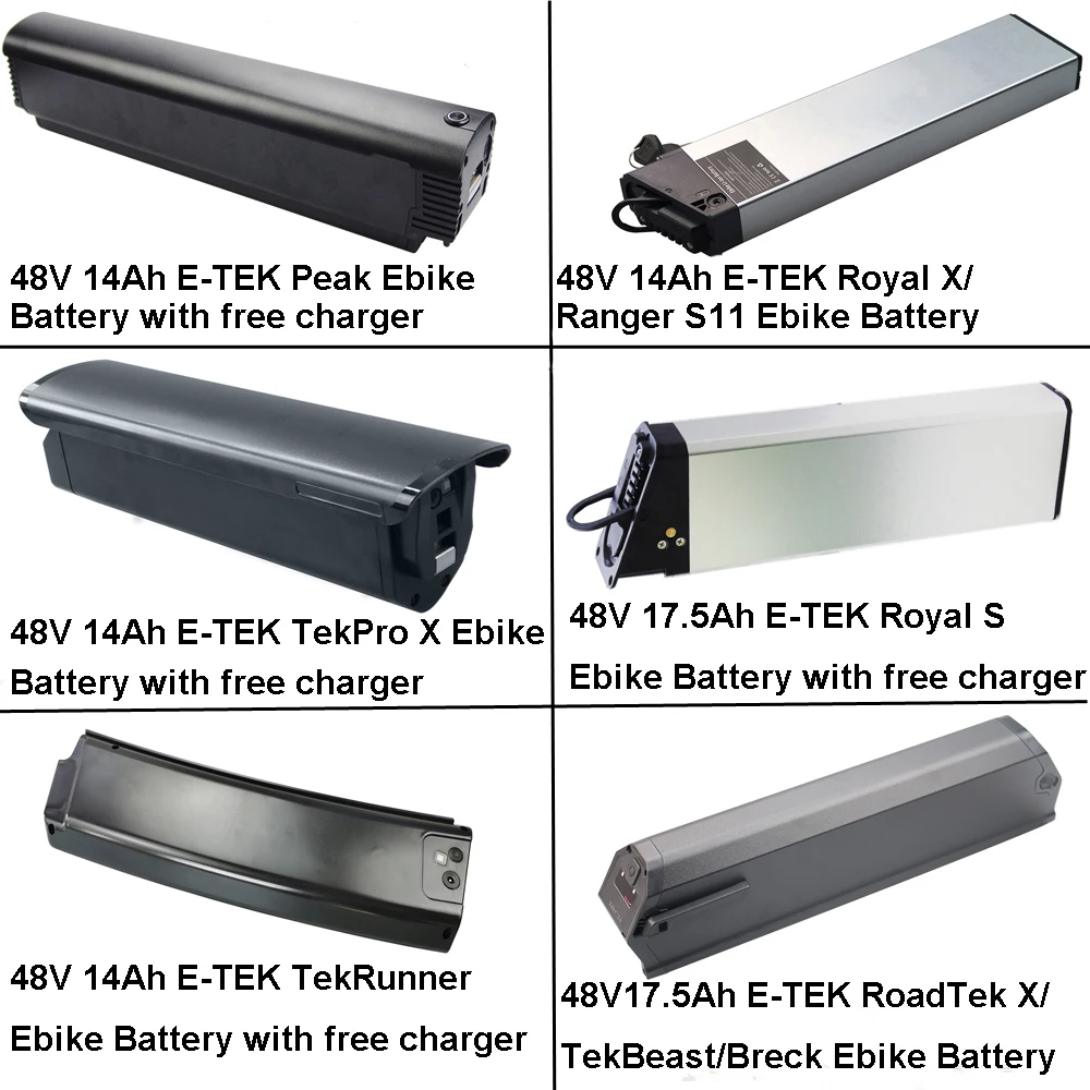 

Electric Bike Battery 48V 14Ah 17Ah 17.5Ah E-TEK Royal S RoadTek TekPro X TekBeast TekRunner Breck Peak Ranger S11 Ebike Battery