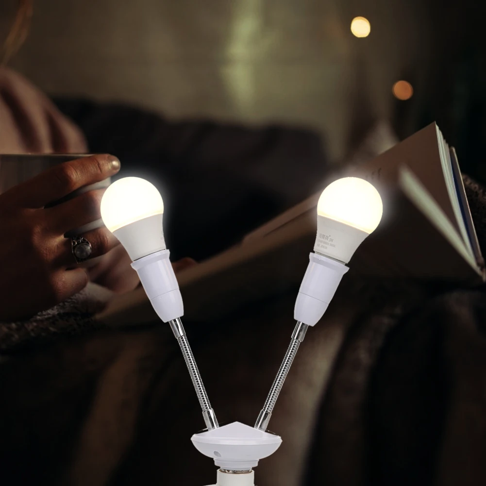 Household White E27 Lamp Bases Adjustable Rotary LED Light Bulbs Socket Holder Adapter Converter Easy To Use