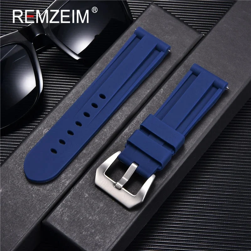 REMZEIM 22mm 24mm 26mm Rubber Silicone Watch Band High Quality Strap Brand Watchband Men Replacement Wrist Watch Accessories