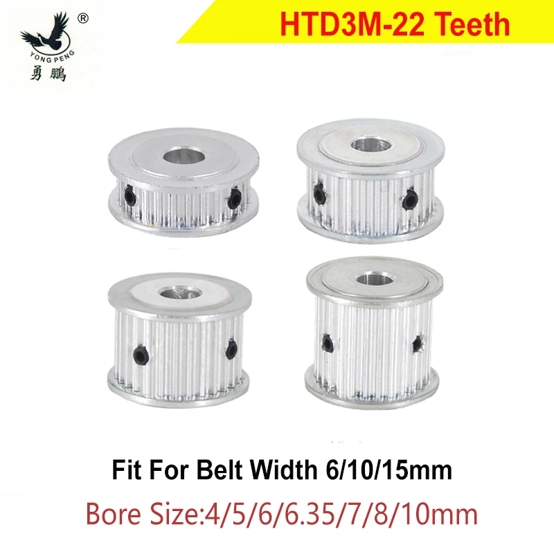 

High Quality HTD3M 22 Teeth Timing Pulley Fit For Width 6/10/15mm Timing Belt HTD 3M S3M 22 Aluminium Tooth ARC CNC Machine