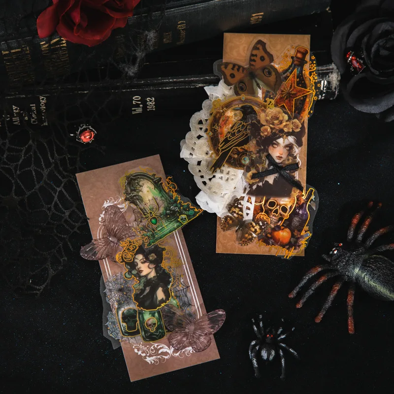 Mr.paper-ホットスタンピングテープ、ゴシックスタイル、風景、装飾コラージュ、フォトフレーム、電話ケース、ノートブック、ロールあたり200cm