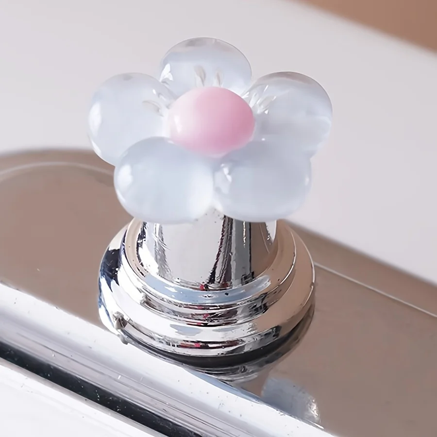 Fashionable Floral Toilet Flush Handle Long Nail Style Easy To Press Bathroom Decor