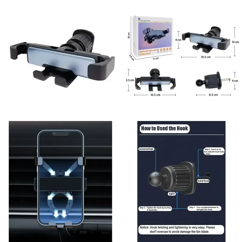 Universal Car Phone Holder with Ventilation Compatible with General Motors Vehicles Dashboard Mount Bracket