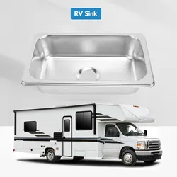 RV 304 Stainless Sink Kitchen Rectangular Hand Wash Basin Sink with 40mm Sewer Outlet for Boat Caravan Yachts Boats Polishing Dr