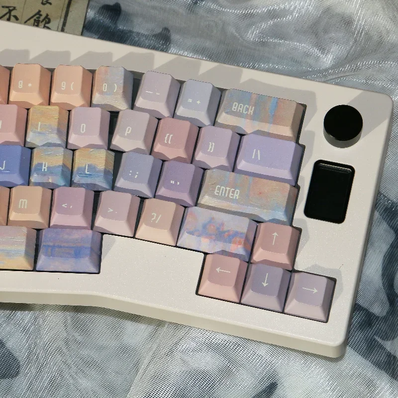 Conjunto de Keycaps temáticos de ponte cruzada, PBT Cherry Profile Keycaps para teclado mecânico, Estilo pintura a óleo, Custom Key Caps