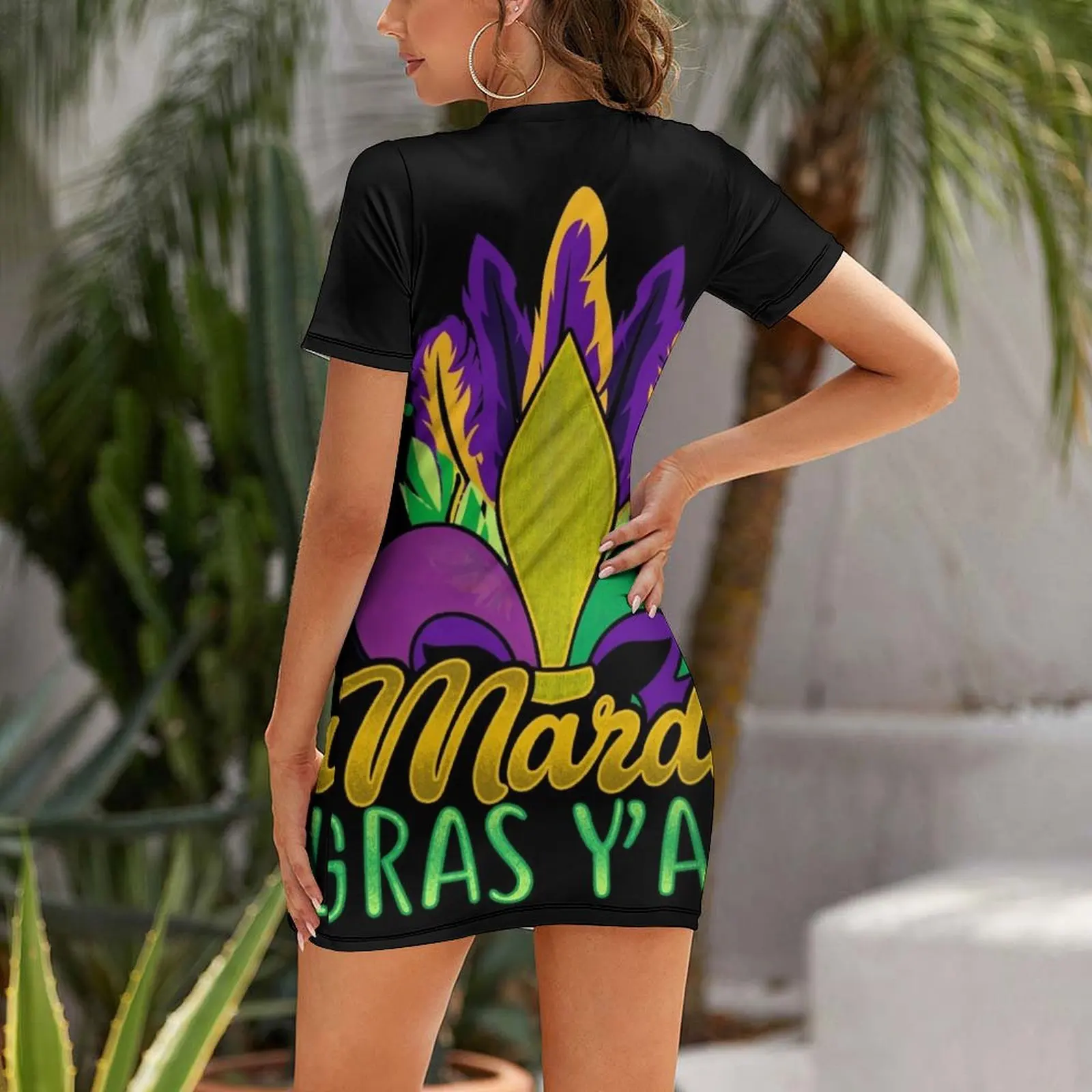 Mardi Gras Y'All Short Sleeved Dress prom dresses 2025 Dresses Dress