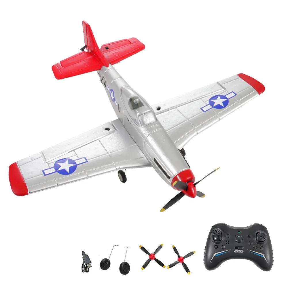 

P51D Mustang RC Plane 2.4G 4CH Remote Control Airplane With Stabilization System 3 Modes One Key Aerobatic RC Fighters