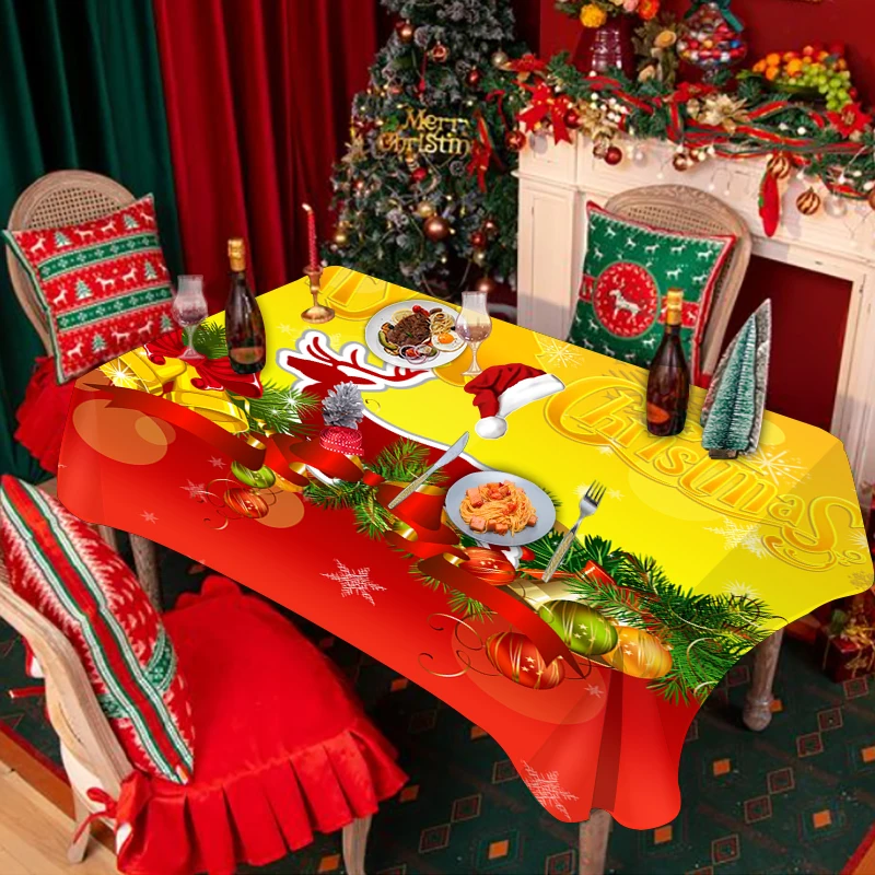 Christmas Table cloth Rectangular Table Winter Tablecloth Christmas Tree Holiday Country Party Outdoor Decorative Tablecloth