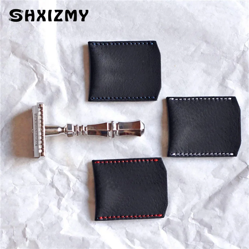 1PC Double Edge Safety Razor Head Sleeve Protective Case Leather Without Razor