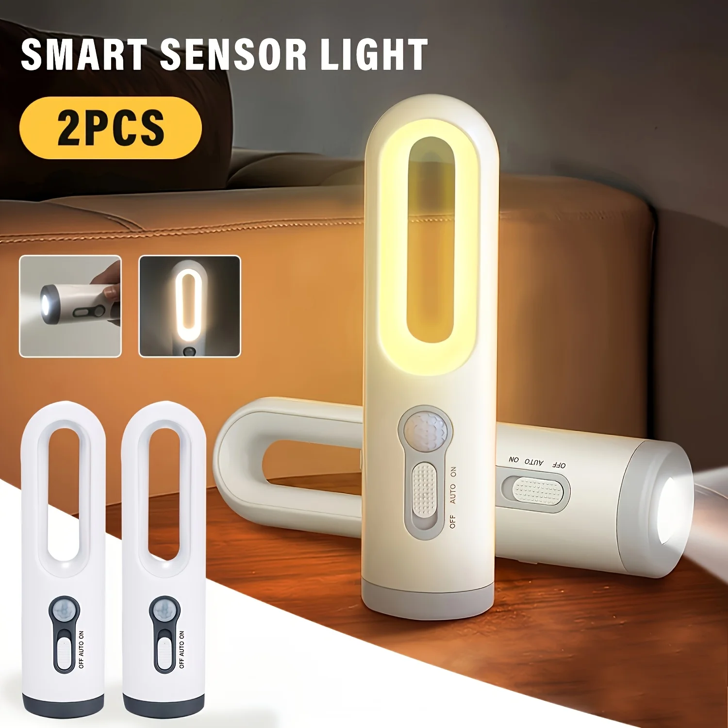 

2-in-1 Sensor Night Lights Portable Type-C Rechargeable LED Flashlight Bedside Lamp for Nursery Use Camping Lighting Lantern