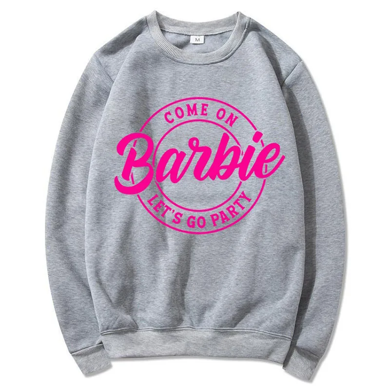 Cartoon Barbie Fashion Contrast Color Velvet Round Neck Sweater Loose Versatile Large Size Pure Cotton Casual Top for Women