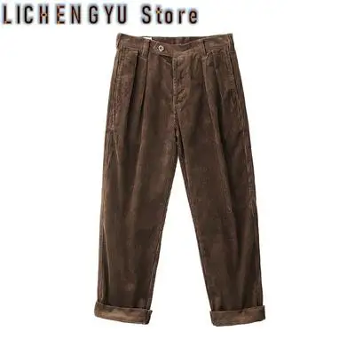 Autumn New American Retro Heavyweight Corduroy Tooling Pants Men's Pure Cotton Washed Old Loose Straight Casual Daddy Trousers