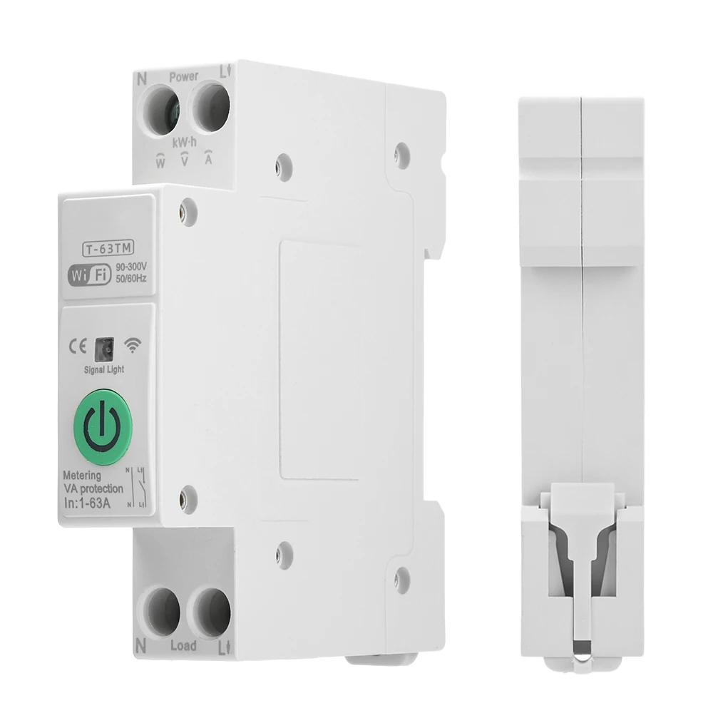 TUYA WiFi Smart Circuit Breaker 1-63A Over Current Under Voltage Protection Power Metering Wireless Remote Control Switch