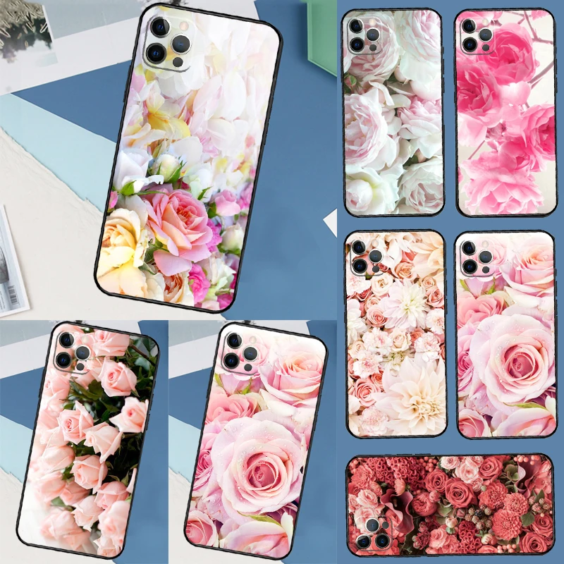 Pink Roses Bouquet Flowers Case For Samsung Galaxy A55 A35 A15 A12 A32 A52 A36 A56 A26 A16 A53 A33 A13 A14 A34 A54 A17