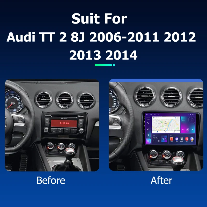 Android Car Radio GPS Navigation Multimedia Video Player for Audi TT 2 8J 2006-2011 2012 2013 2014 Stereo Tape Recorder Screen