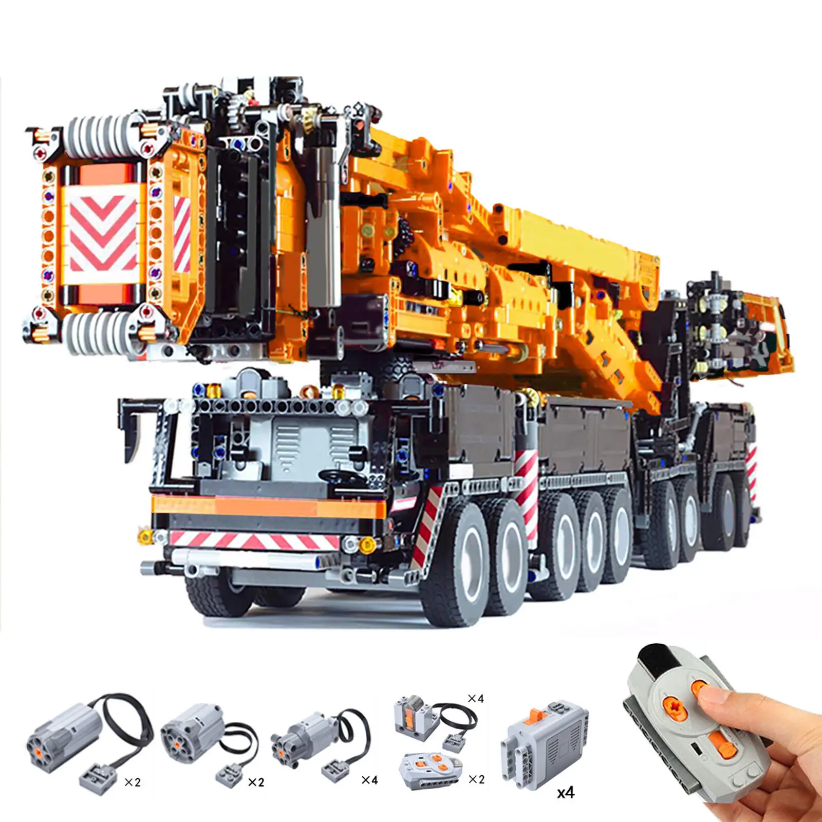 Full RC Black Orange LTM 11200 Crane with Power Functions 8104 Pieces MOC Build