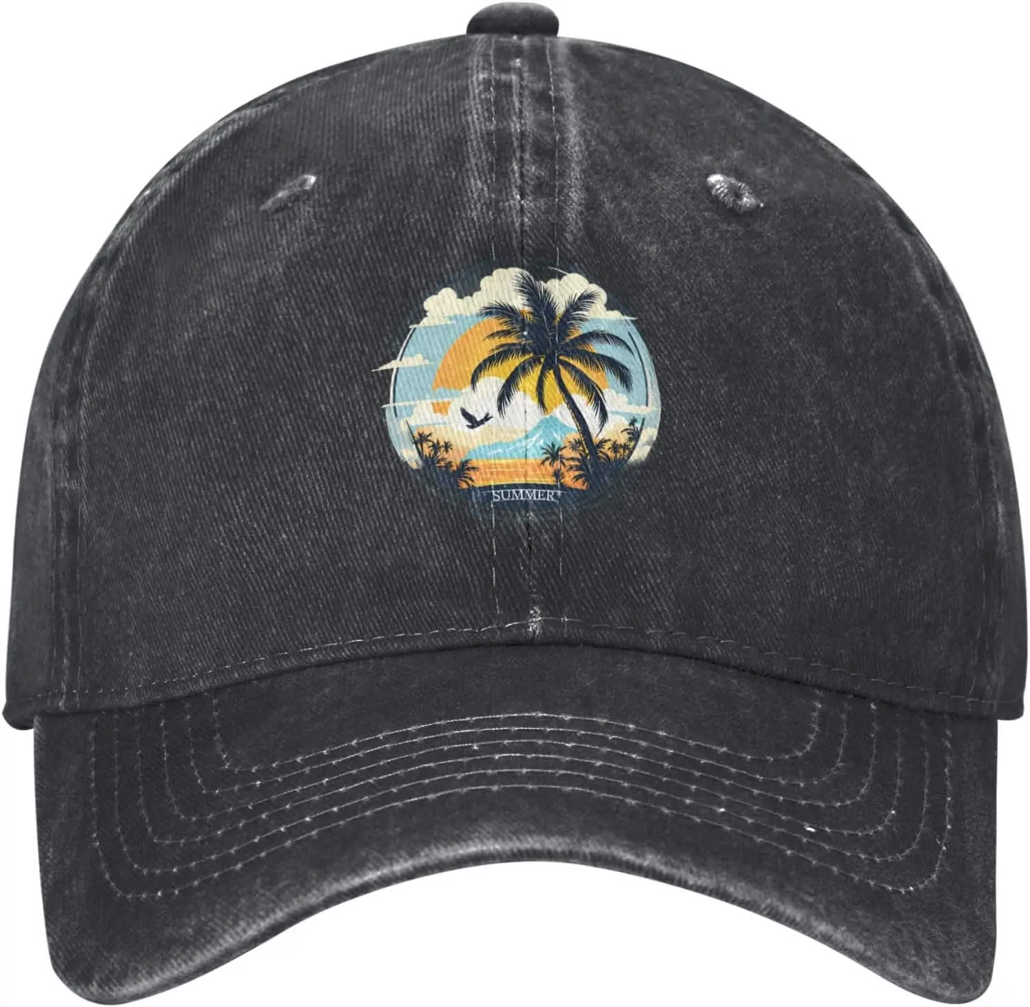 

Бейсболка с летним принтом тропической пальмы, винтажная, с эффектом потертости, регулируемая, для активного отдыха и пляжа