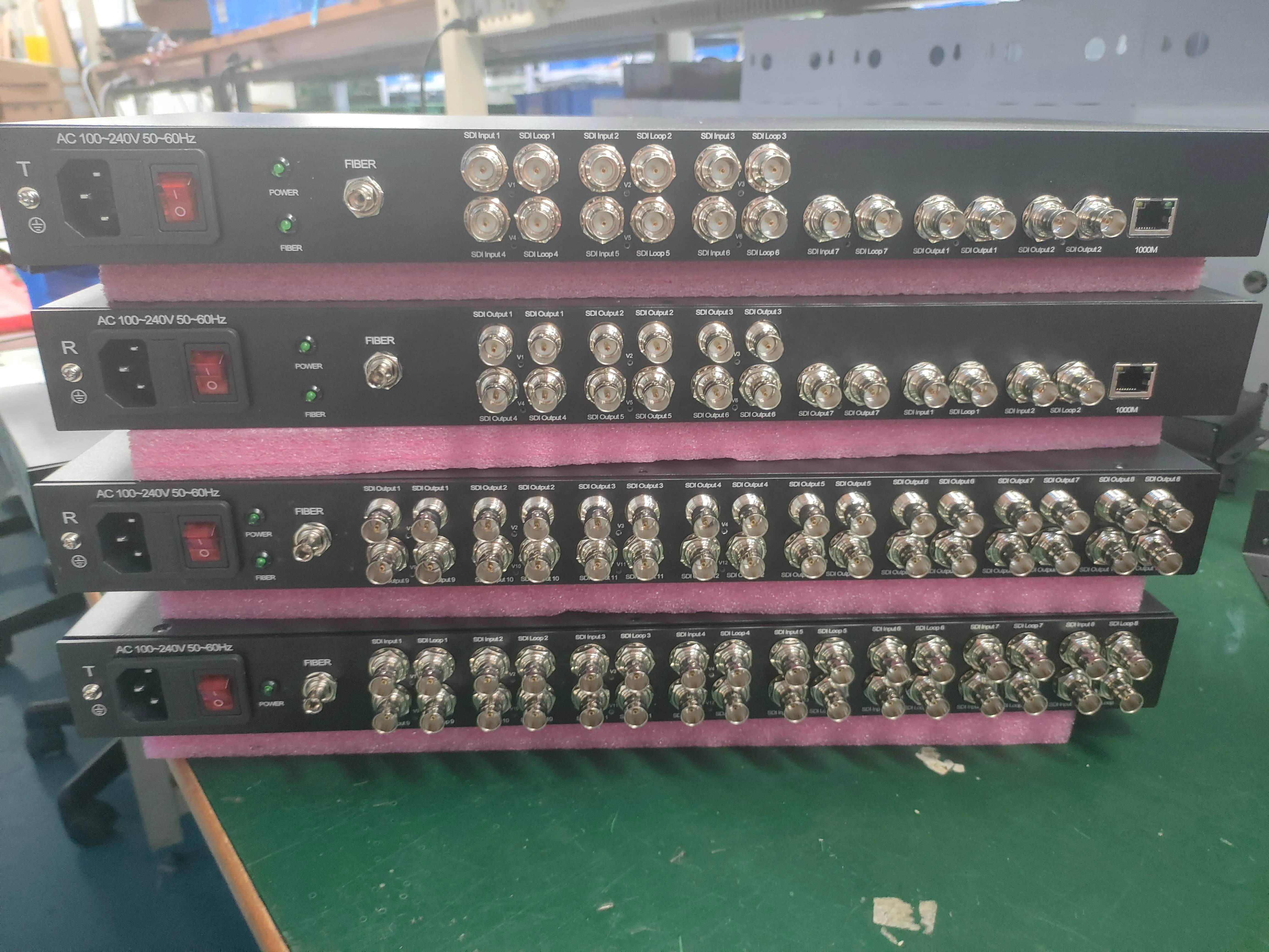 9-Channel Fiber to SDI Transmission Equipment With 1GB Ethernet, ST Fiber Connector