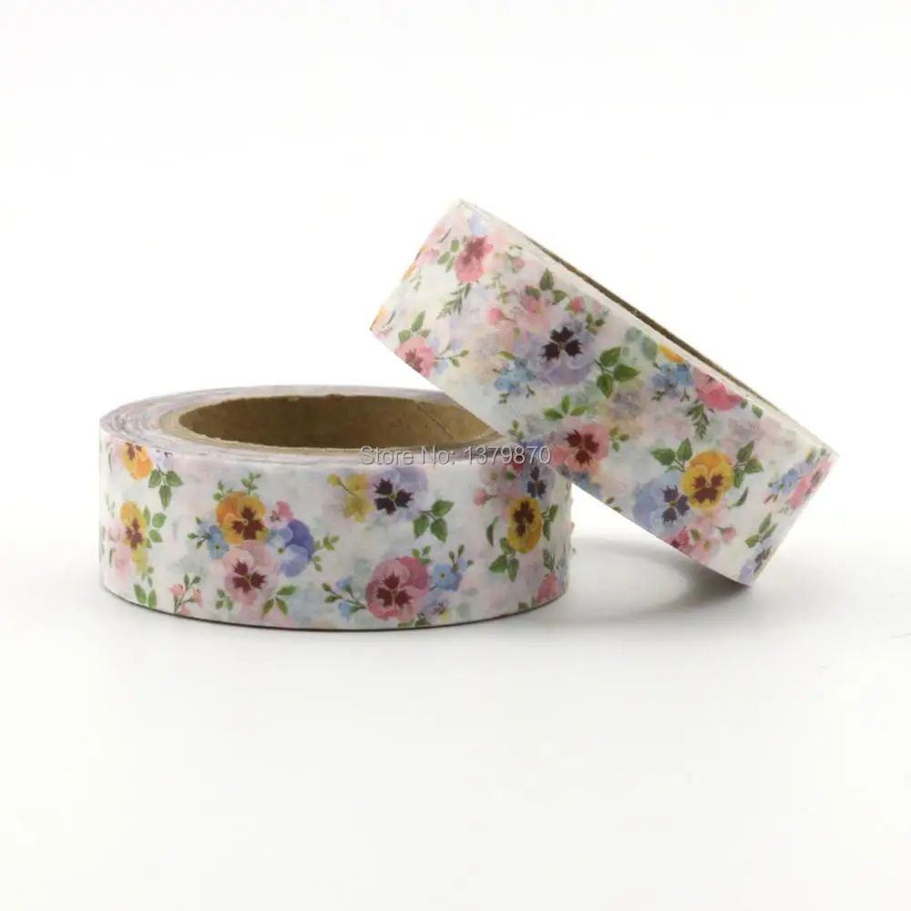 

White Flowers Washi Tape Japanese Paper 1.5*10meter Kawaii Planner Scrapbooking Tools Masking Tape Adhesiva Decorativa Papeleria