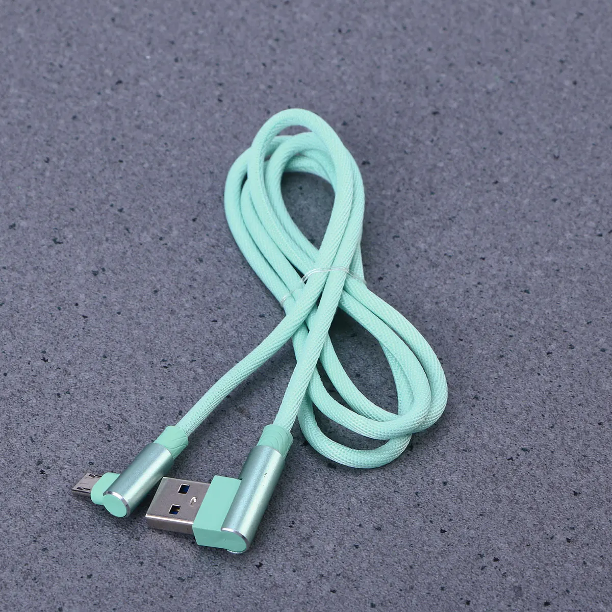 

to Weave Data Charging Cable Cell Phone Right Angle Micro USB Green Cord