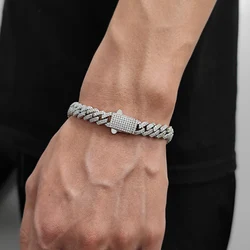8mm Width Hip Hop Cubic Zircon CZ Iced Out 2 Rows Cuban Link Chain Necklace For Women Jewelry Birthday Gift Drop Shipping