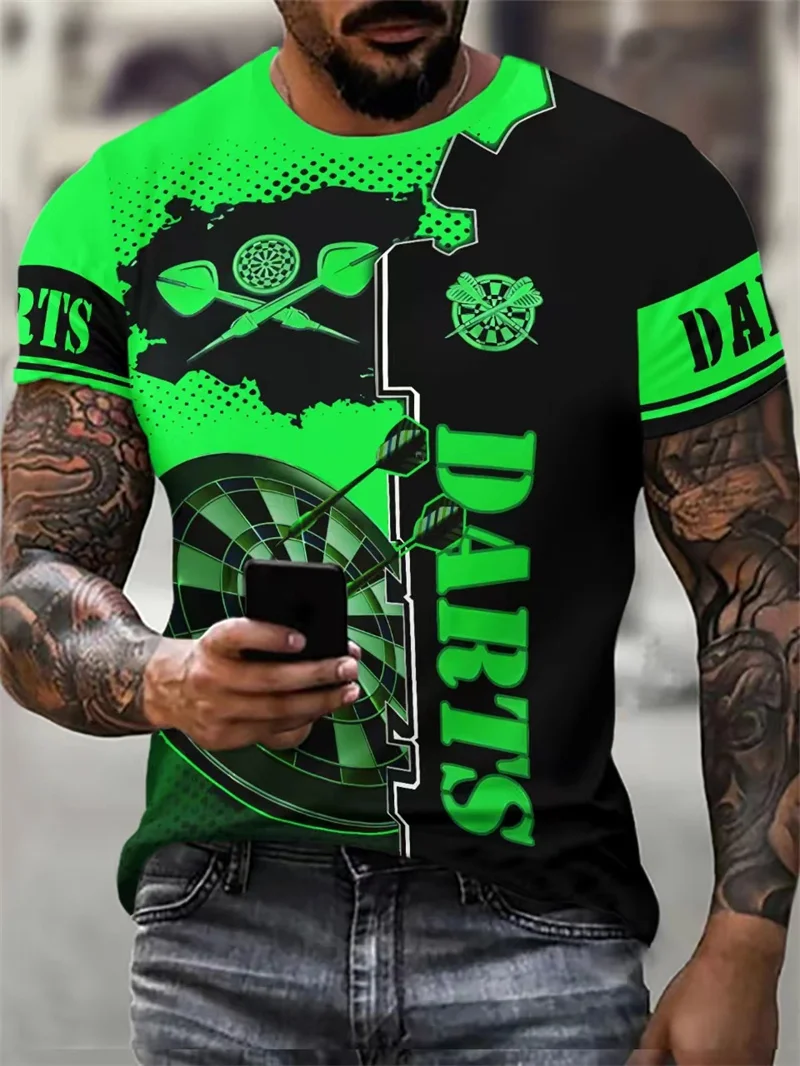 

Darts Pattern Men's Fashion T-Shirts Summer Short Sleeve 3d Printed Street Style Tee Dart Turntable Graphic Hip Hop Casual Tops