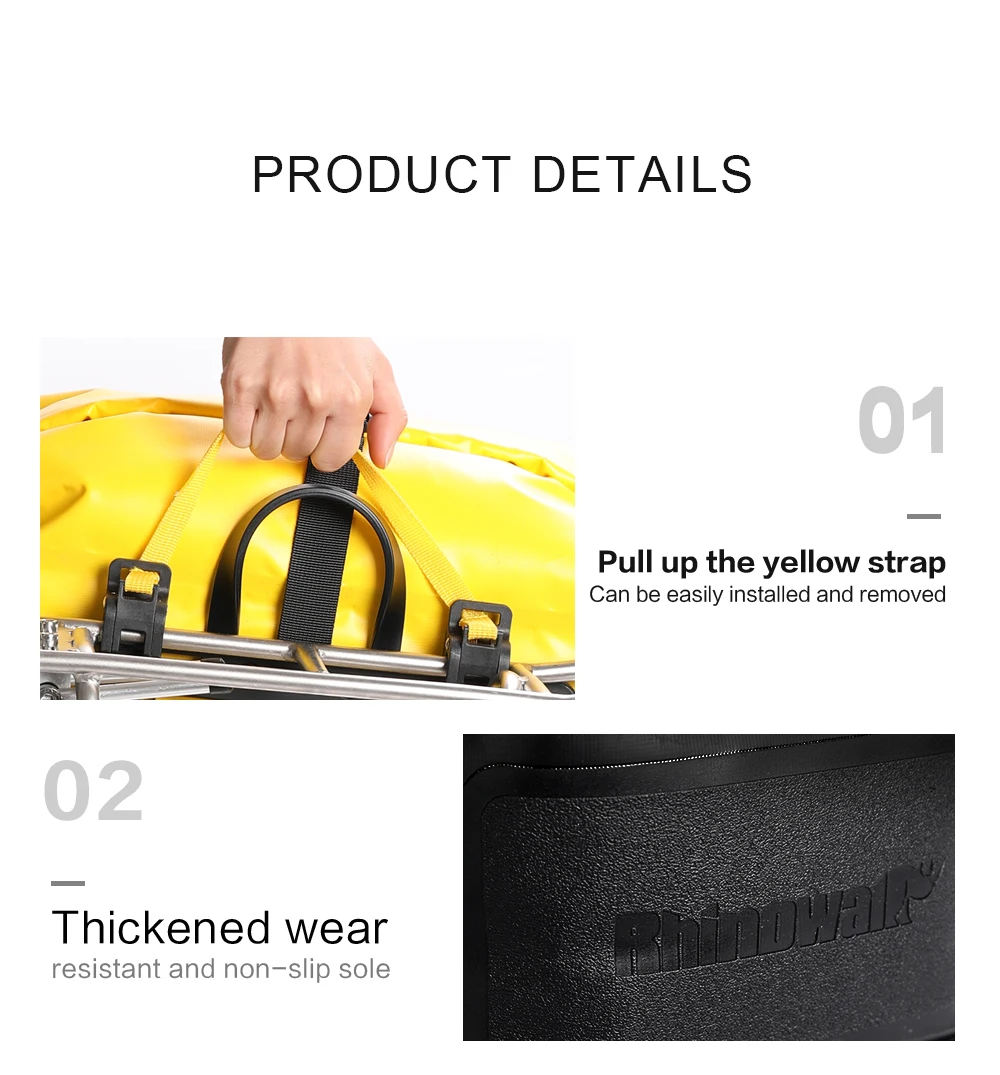 Rhinowalk 7L-15L Fahrradtasche, 100 % wasserdicht, Frontgepäckträger, hinten, Fahrradgepäckträger, Radfahren, Tasche, Fahrradzubehör, MTB – Detail 17