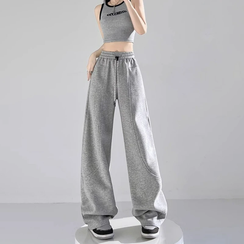 New Fashionable Design Sense Three-dimensional Cutting Loose Slimming Casual Pants Curved Knife Sweatpants for Women 2026 Autumn