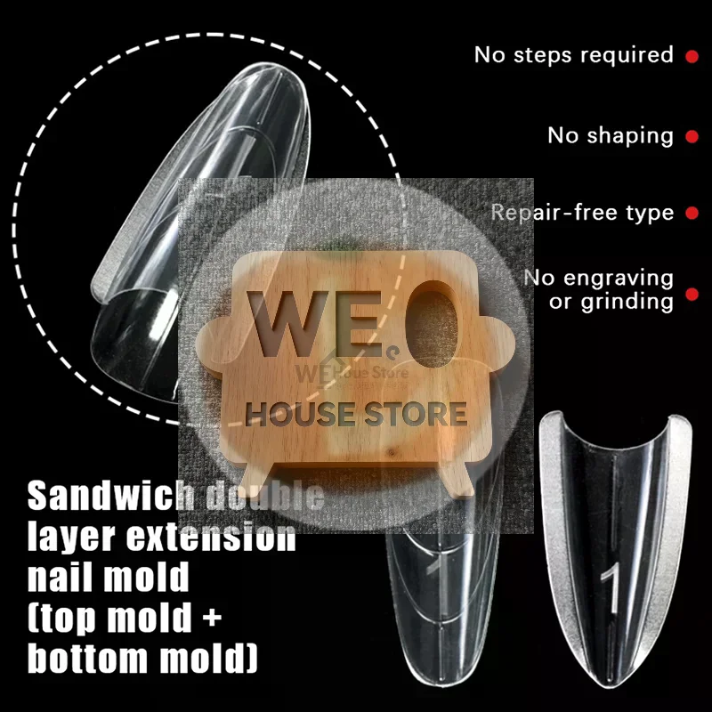 Formy do paznokci Sandwich Dual Nail Forms 240 szt. 15 rozmiarów - Formy Dual Forms Coffin Almond do przedłużania paznokci, Górna Forma, Dolna Forma