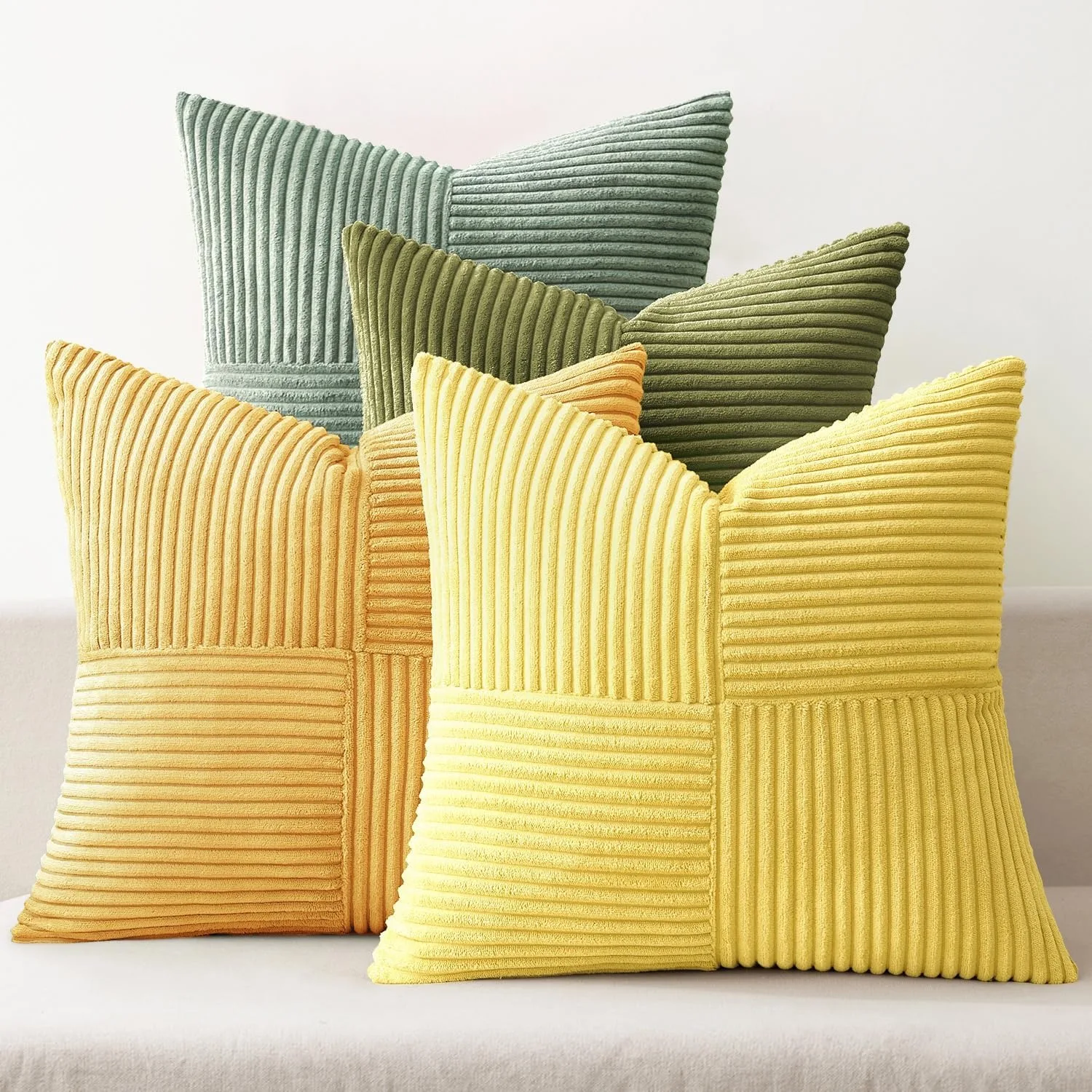 Boho Farmhouse Frühling dekorative Dekokissenbezüge weiche Vintage Kissenbezüge moderne Cord Patchwork Kissenbezug für Couch
