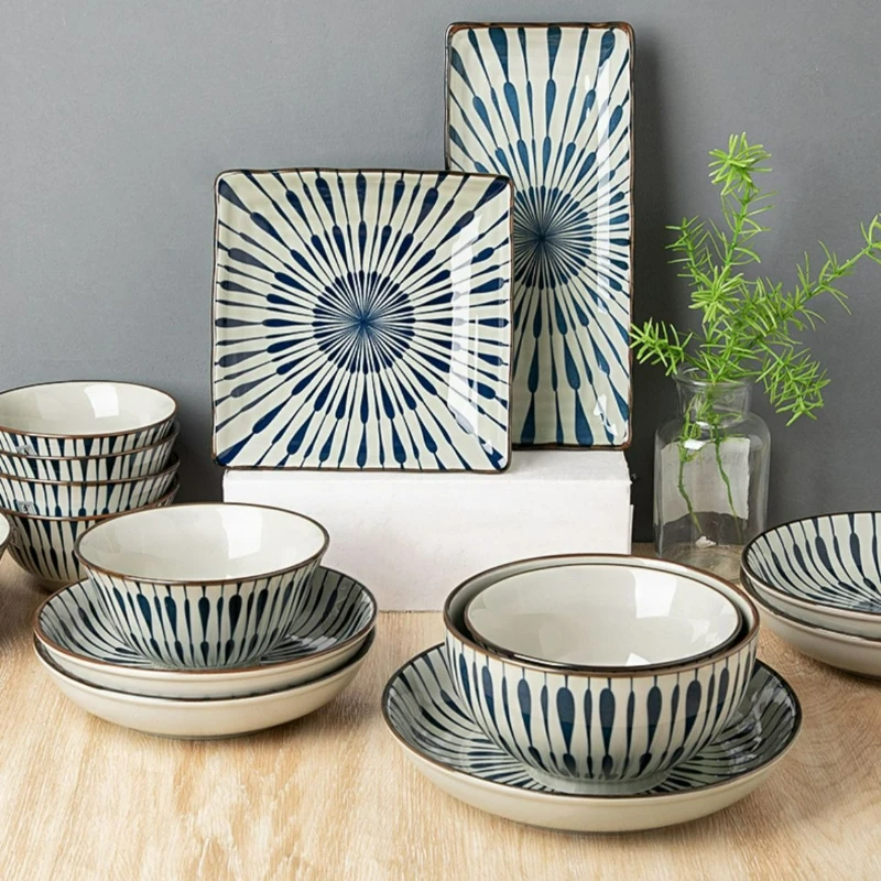 

Japanese Style Ceramic Rice Bowl Set Noodle Bowl Household Lunch Rice Milk Oats Vegetable Fruit Breakfast Bowls Plate Tableware